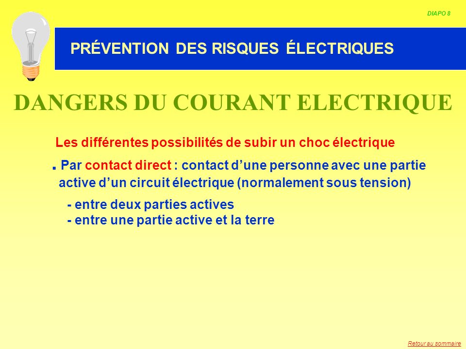DANGERS DU COURANT ELECTRIQUE