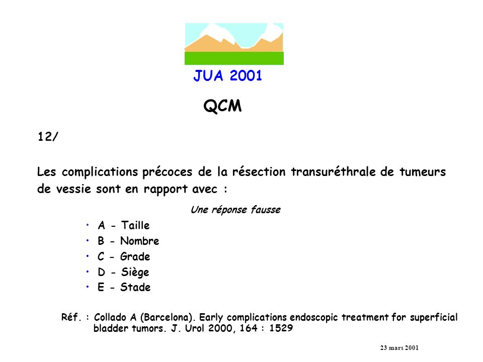 Les complications précoces de la résection transuréthrale de tumeurs