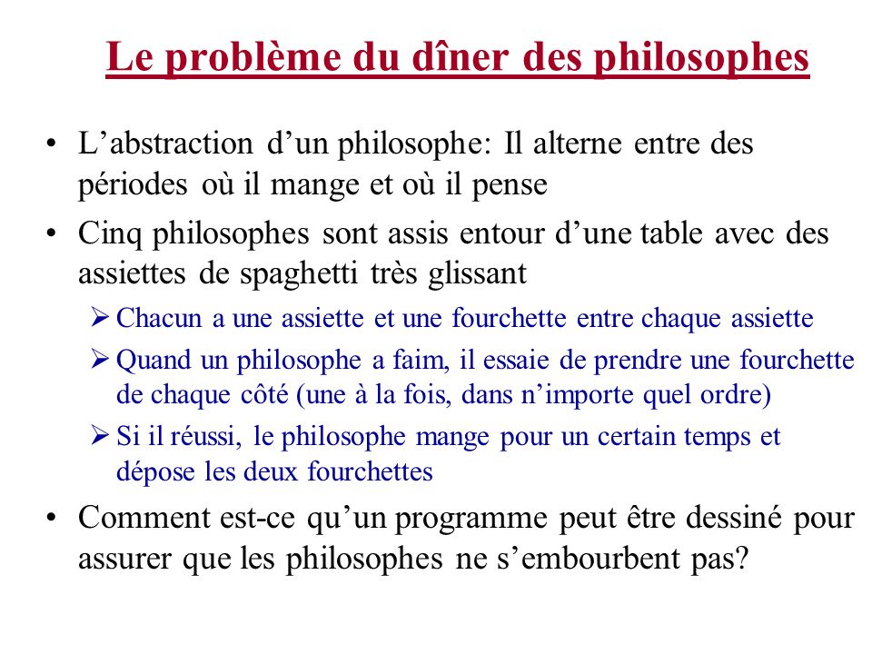 Le problème du dîner des philosophes