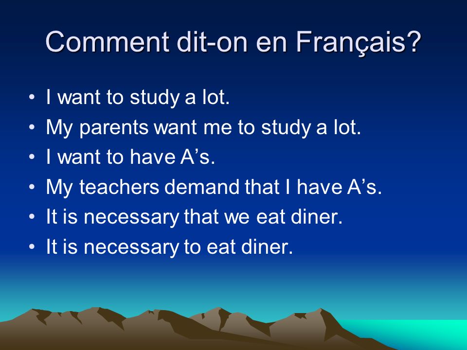 Comment dit-on en Français