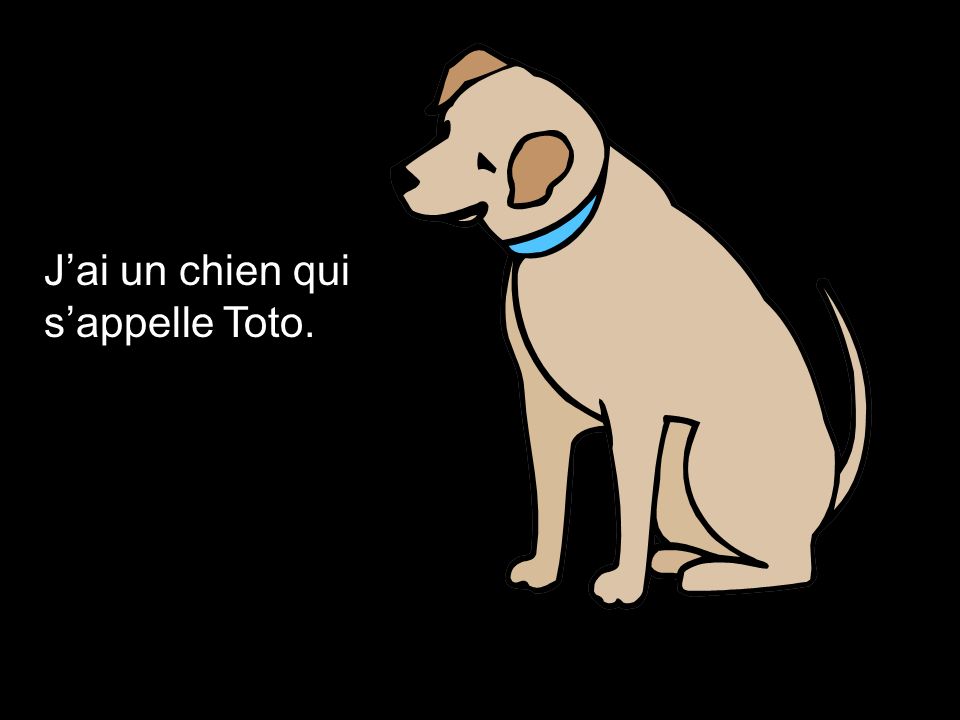 J’ai un chien qui s’appelle Toto.