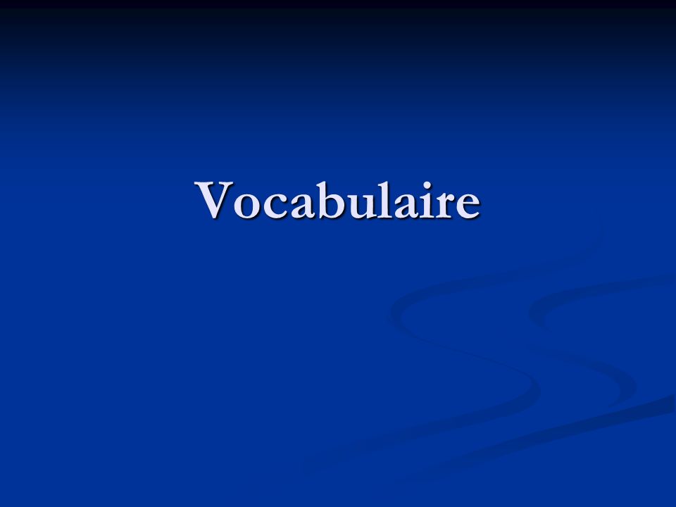 Vocabulaire