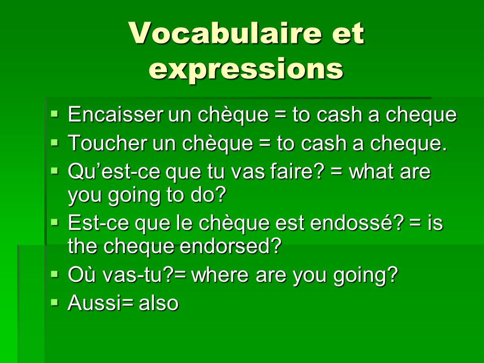 Vocabulaire et expressions