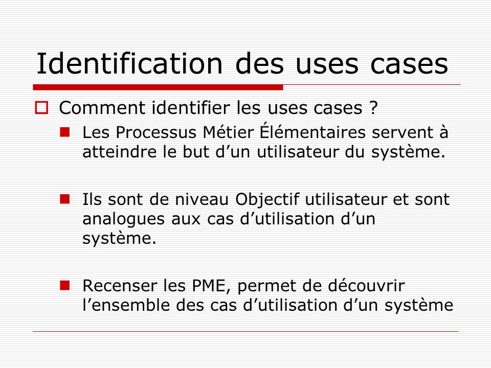 Identification des uses cases