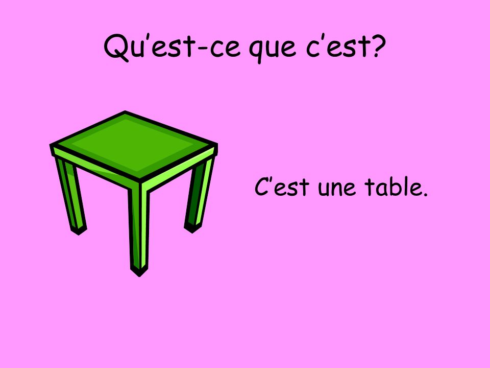Qu’est-ce que c’est C’est une table.