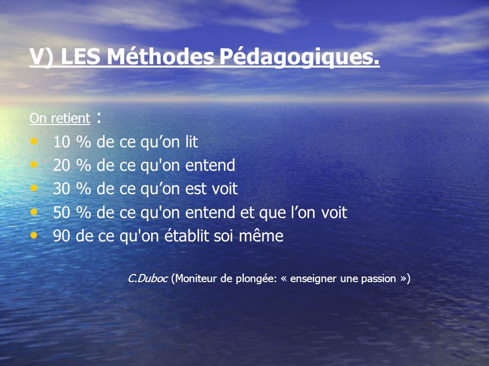 V) LES Méthodes Pédagogiques.