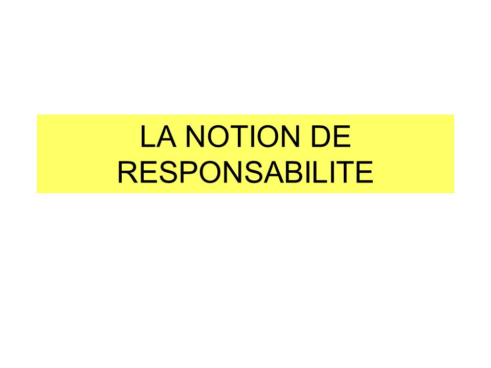LA NOTION DE RESPONSABILITE