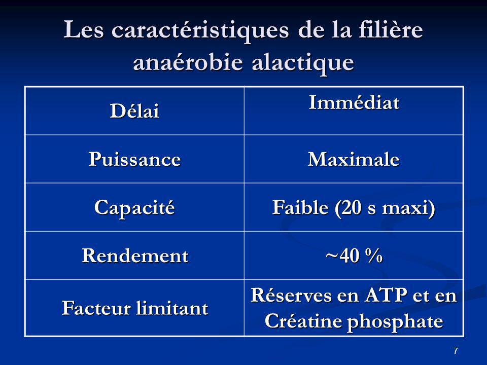 Les caractéristiques de la filière anaérobie alactique