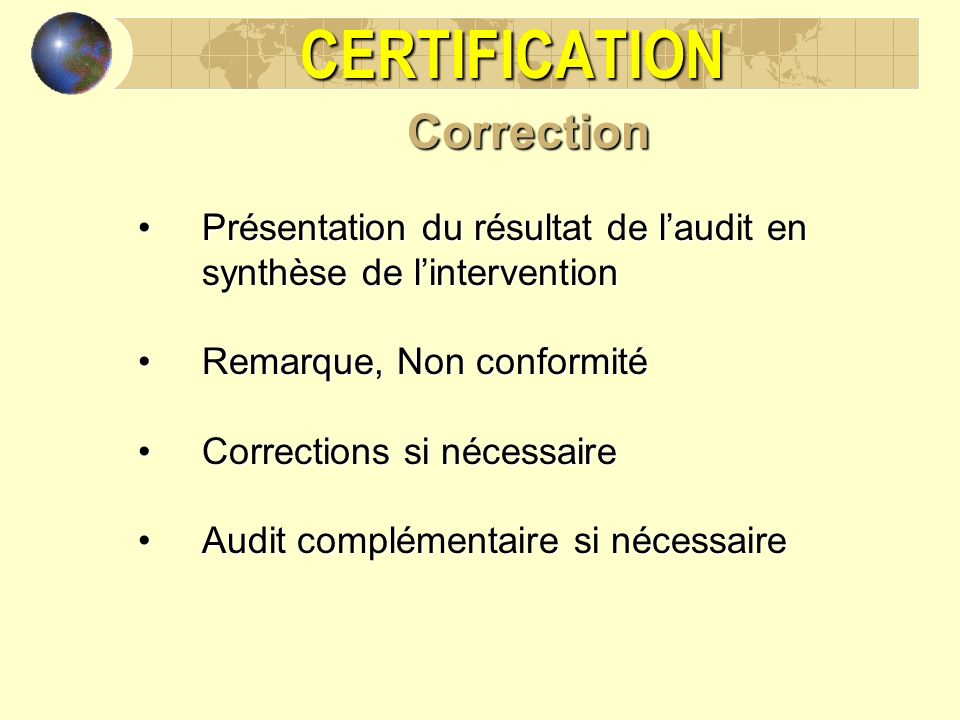 CERTIFICATION Correction