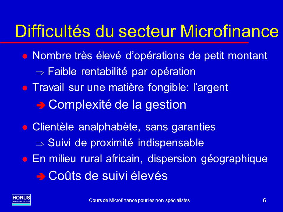 Difficultés du secteur Microfinance