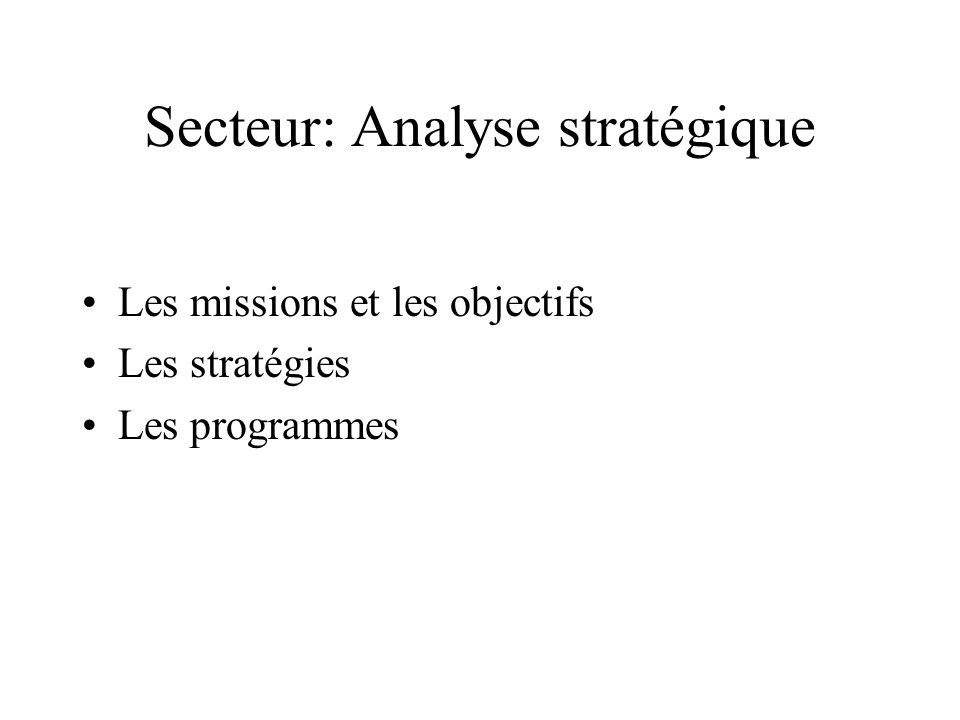 Secteur: Analyse stratégique