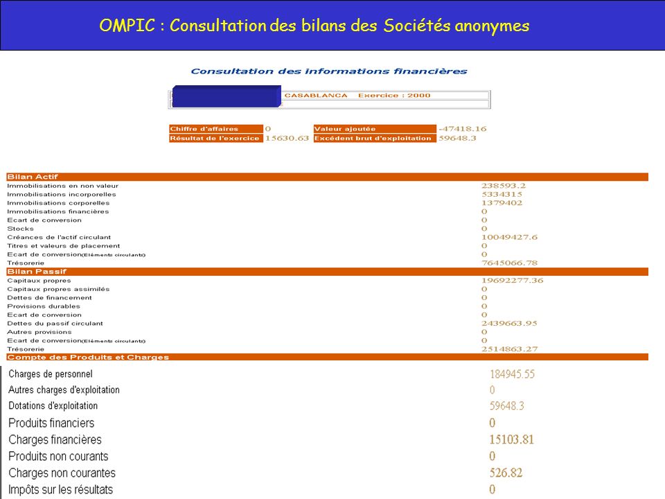 OMPIC : Consultation des bilans des Sociétés anonymes