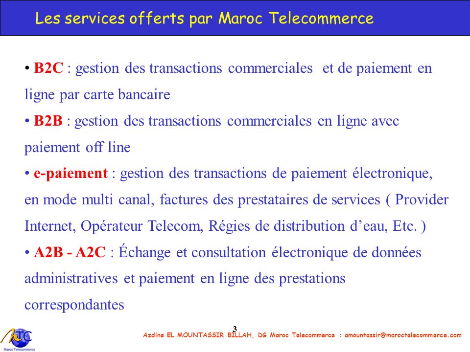 Les services offerts par Maroc Telecommerce