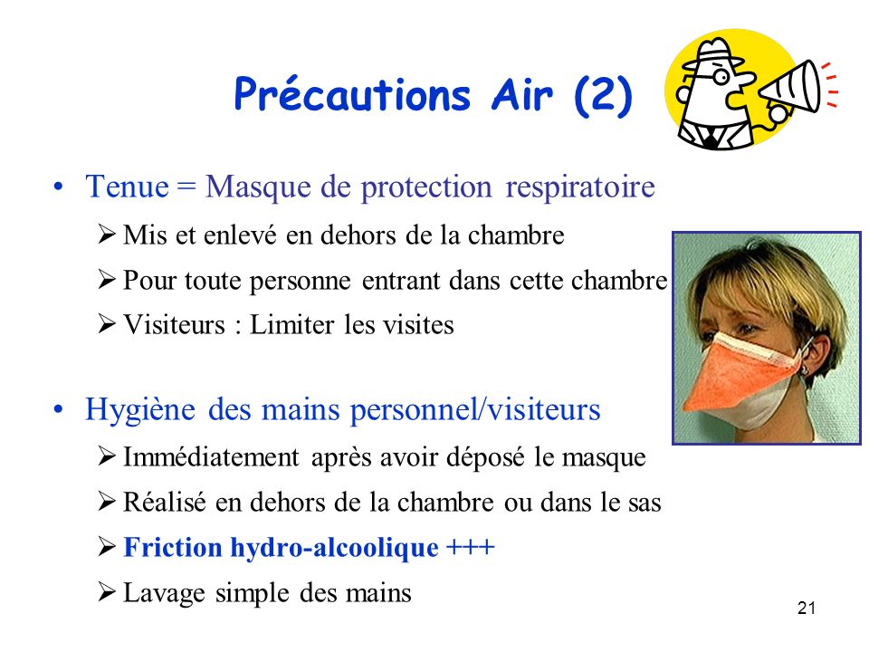 Précautions Air (2) Tenue = Masque de protection respiratoire