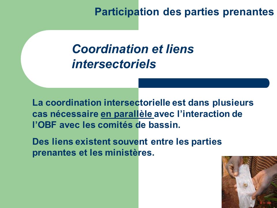 Coordination et liens intersectoriels