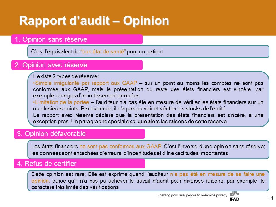 Rapport d’audit – Opinion