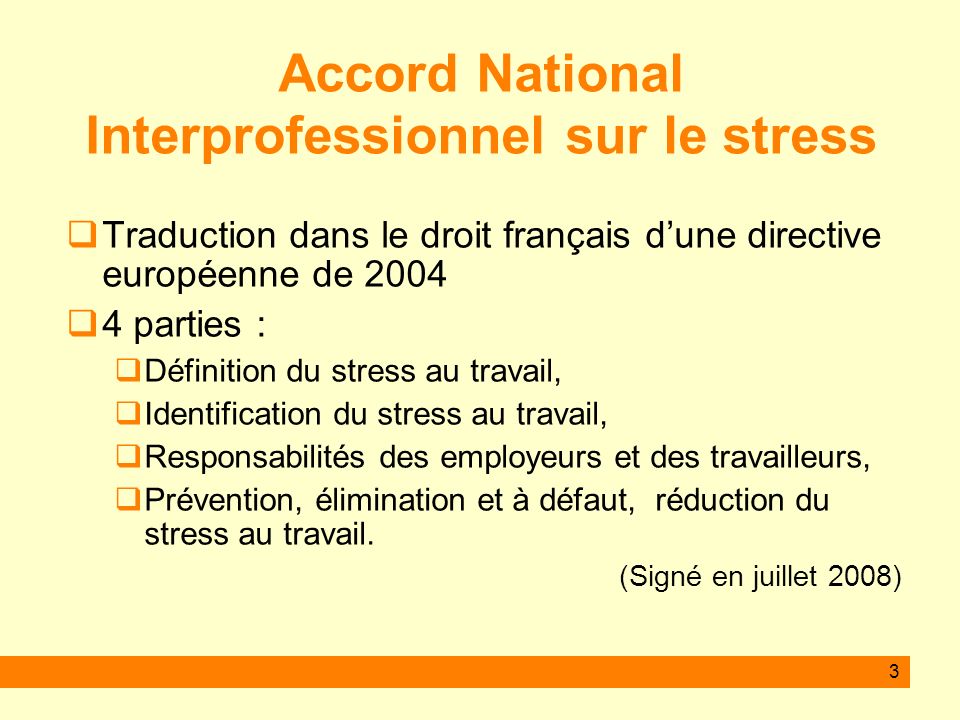 Accord National Interprofessionnel sur le stress