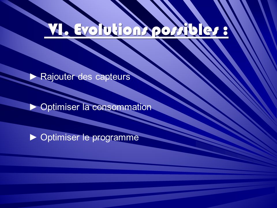 VI. Evolutions possibles :