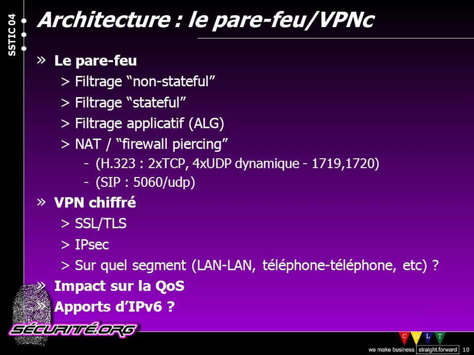 Architecture : le pare-feu/VPNc