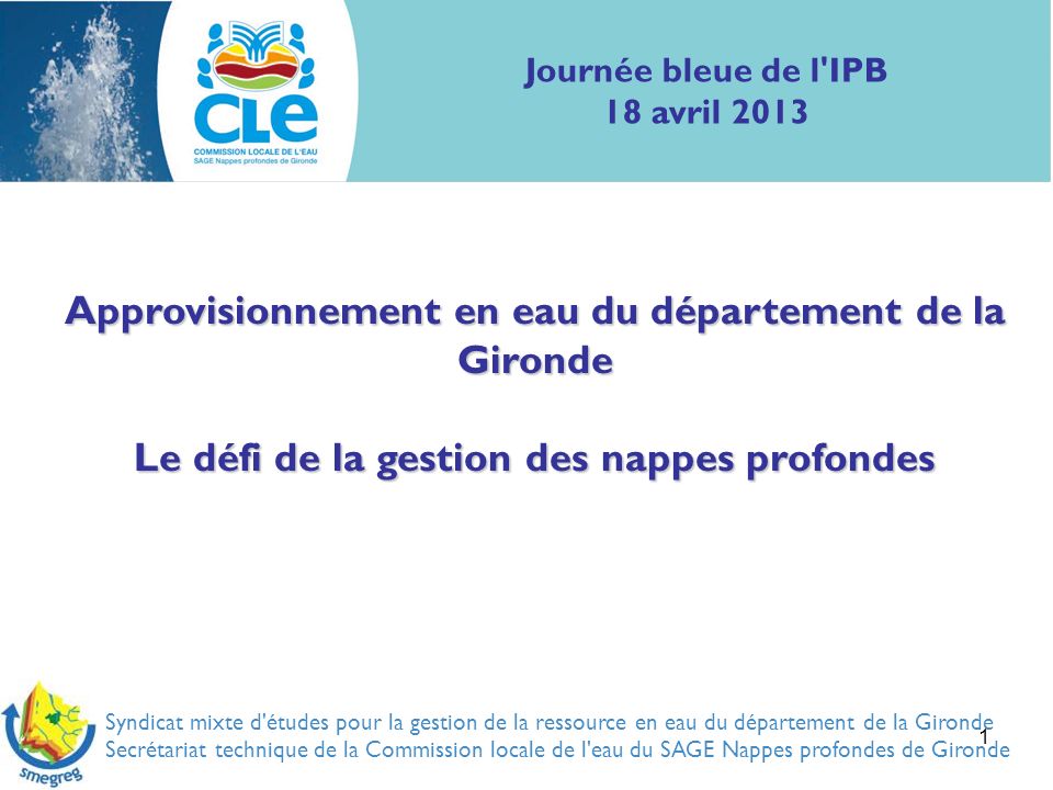 Approvisionnement en eau du département de la Gironde