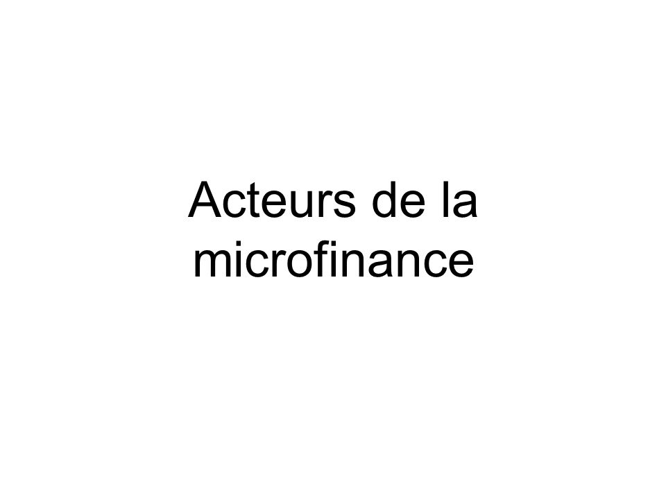 Acteurs de la microfinance