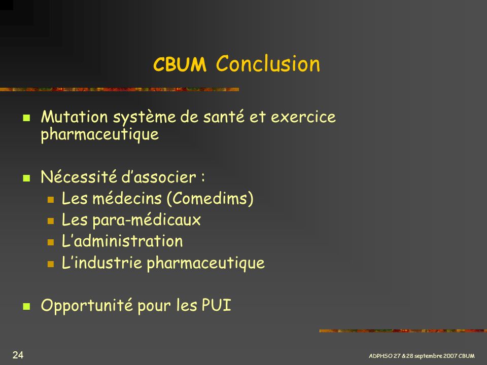 CBUM Conclusion Mutation système de santé et exercice pharmaceutique