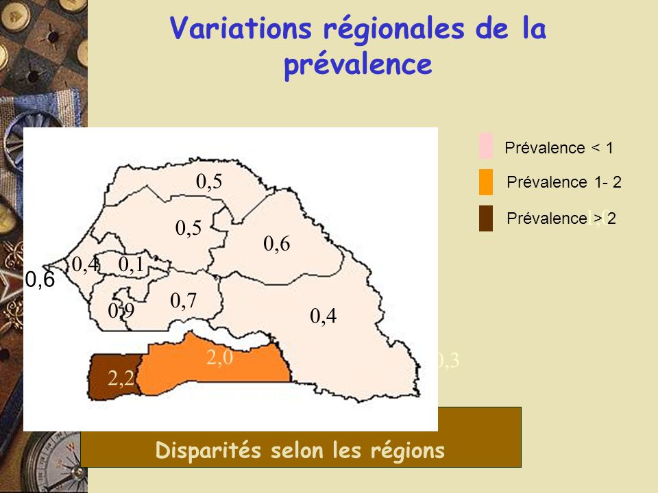 Variations régionales de la prévalence Disparités selon les régions
