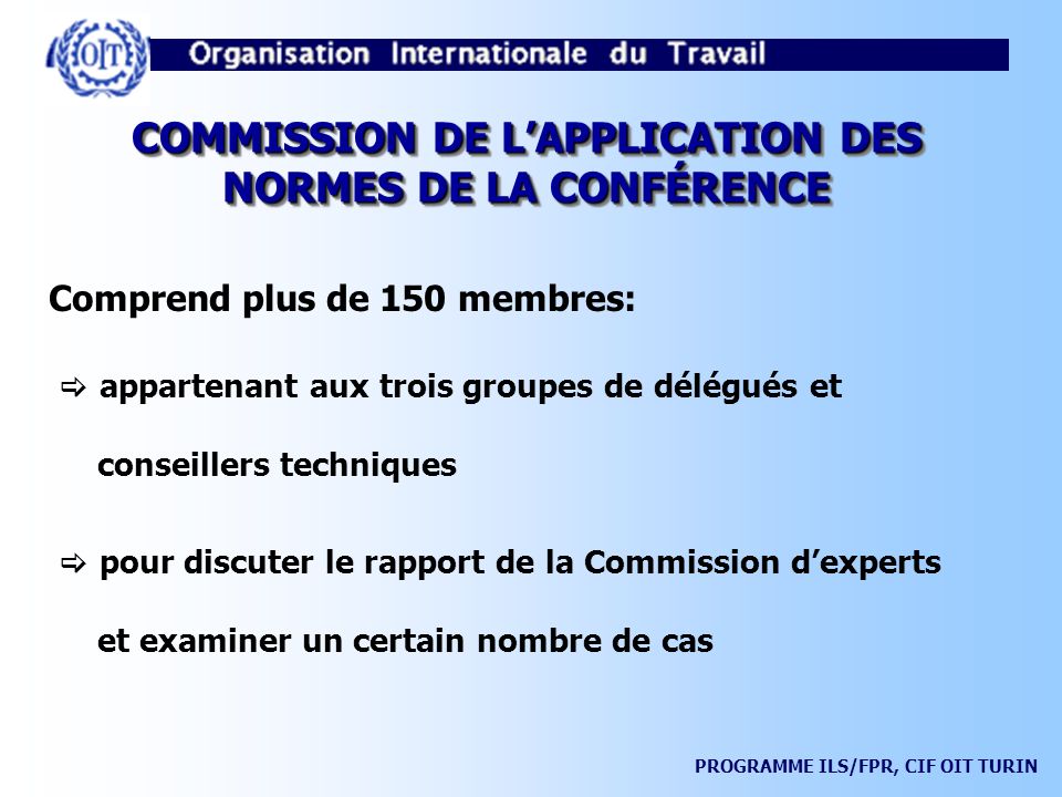 COMMISSION DE L’APPLICATION DES NORMES DE LA CONFÉRENCE