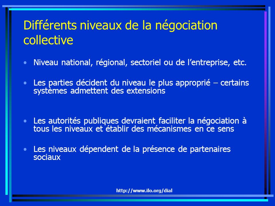 Différents niveaux de la négociation collective
