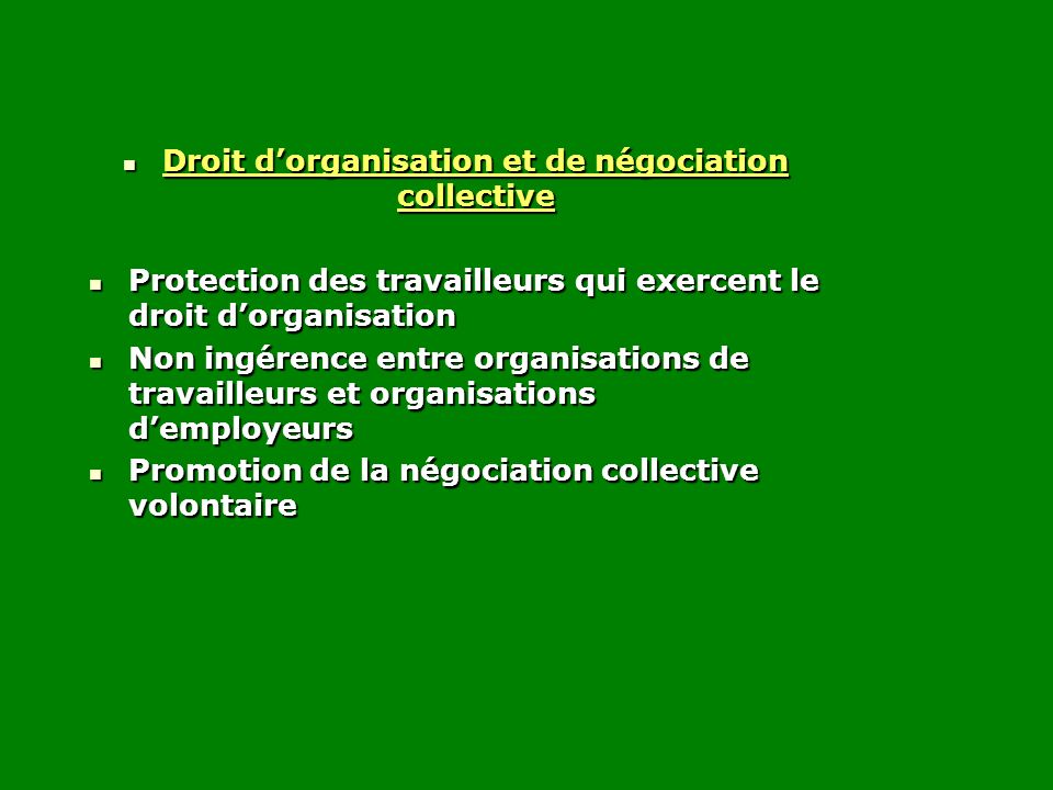 Droit d’organisation et de négociation collective