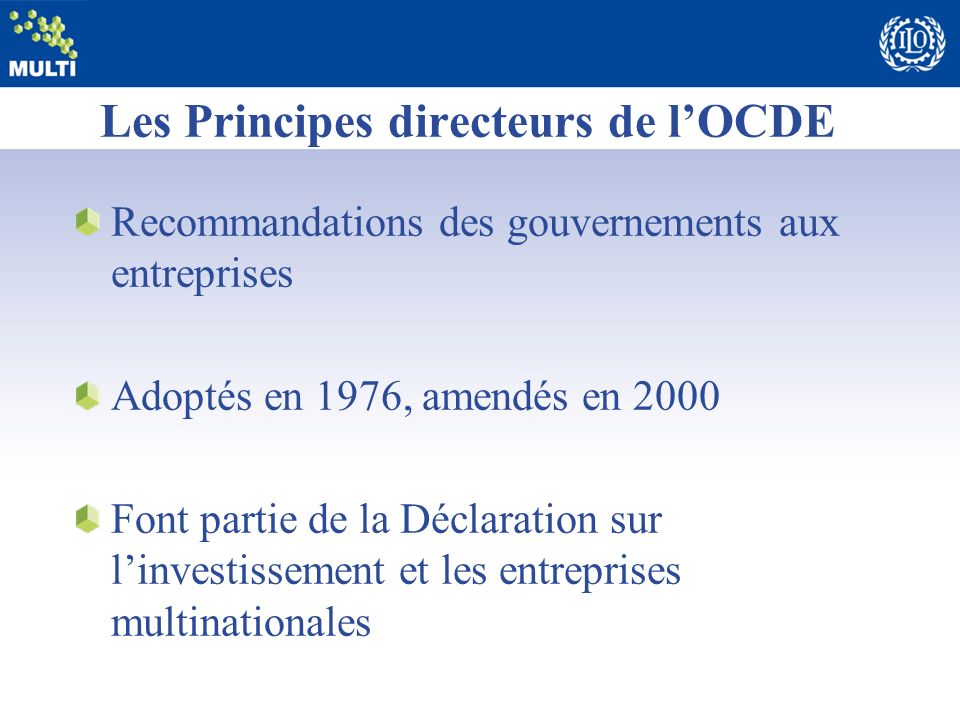 Les Principes directeurs de l’OCDE