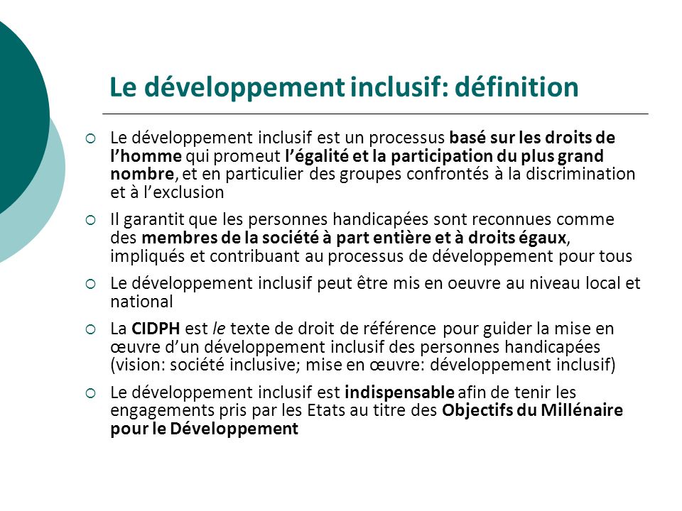 Le développement inclusif: définition