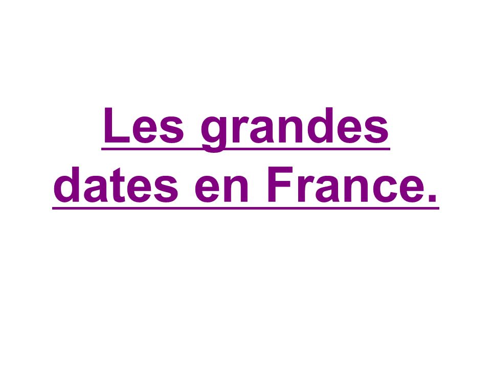 Les grandes dates en France.