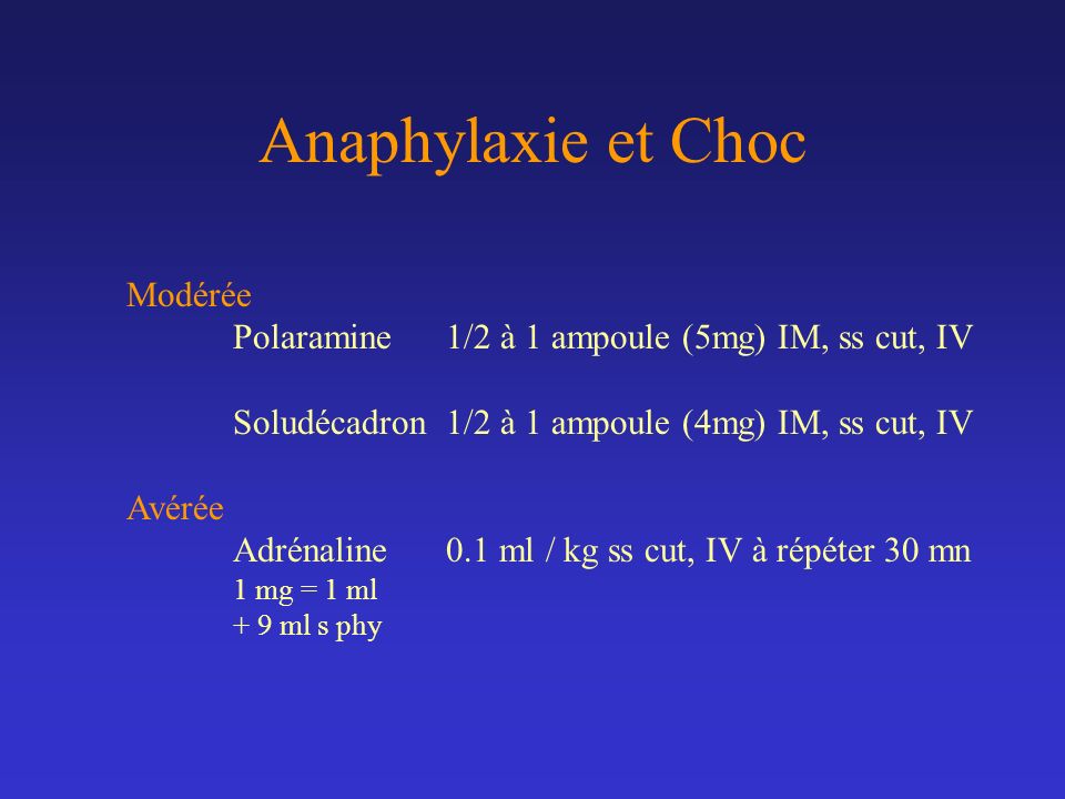 Anaphylaxie et Choc Modérée