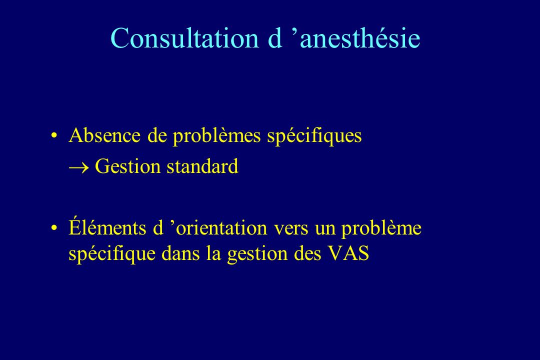 Consultation d ’anesthésie
