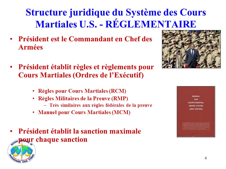 Structure juridique du Système des Cours Martiales U. S