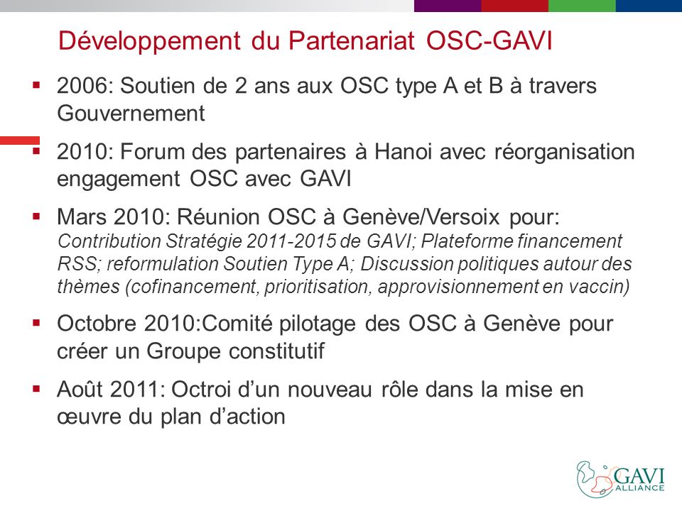 Développement du Partenariat OSC-GAVI