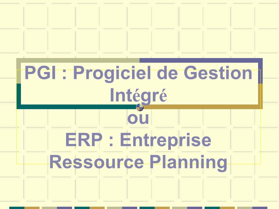 PGI : Progiciel de Gestion Intégré ou ERP : Entreprise Ressource Planning