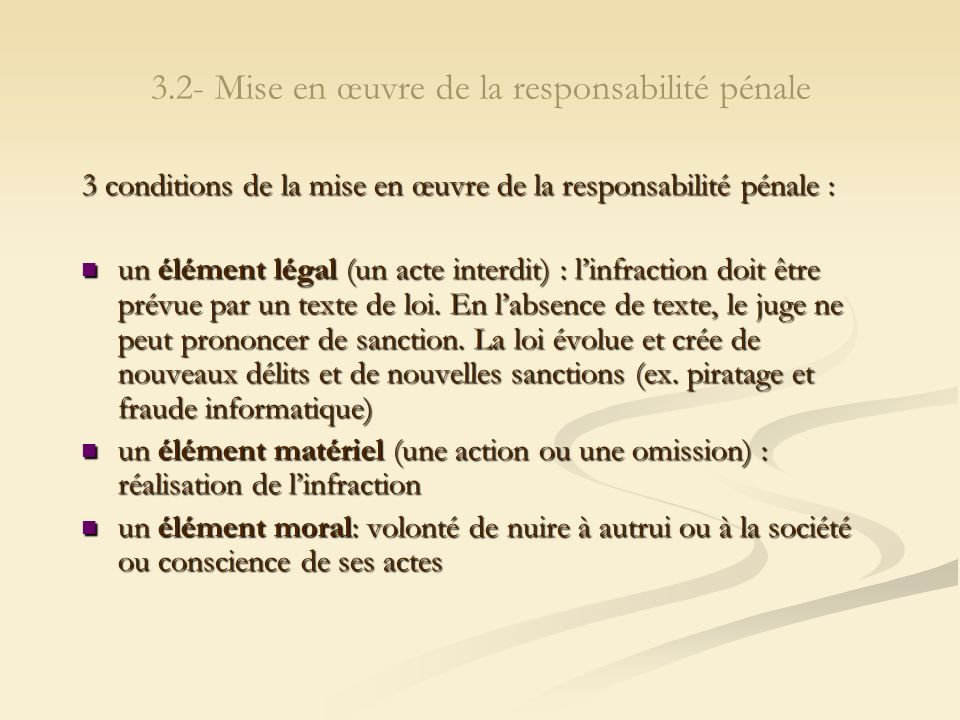 3.2- Mise en œuvre de la responsabilité pénale