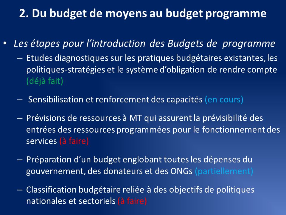 2. Du budget de moyens au budget programme