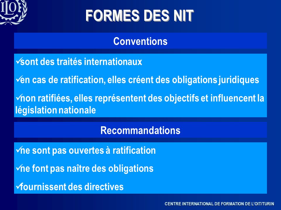FORMES DES NIT Conventions Recommandations