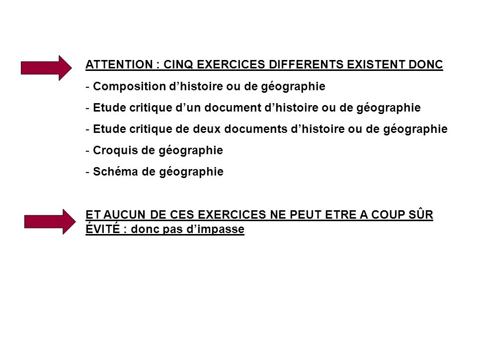 ATTENTION : CINQ EXERCICES DIFFERENTS EXISTENT DONC