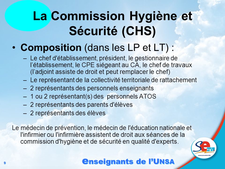 La Commission Hygiène et Sécurité (CHS)