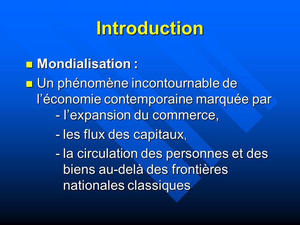 Introduction Mondialisation :