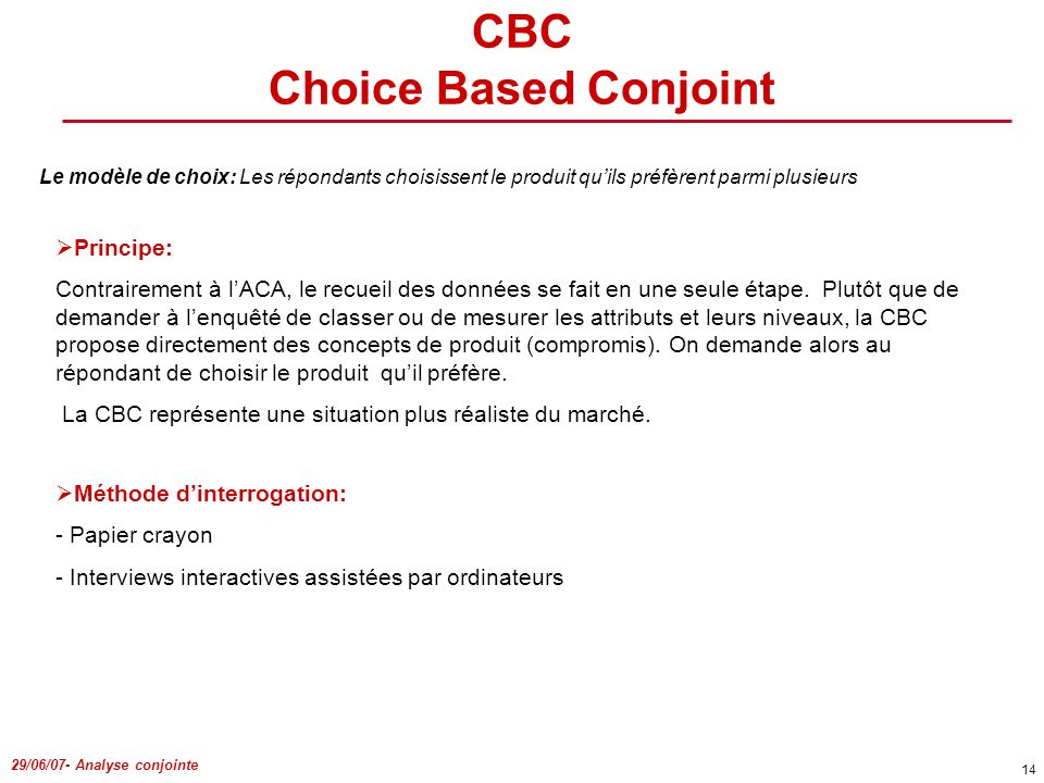 CBC Choice Based Conjoint