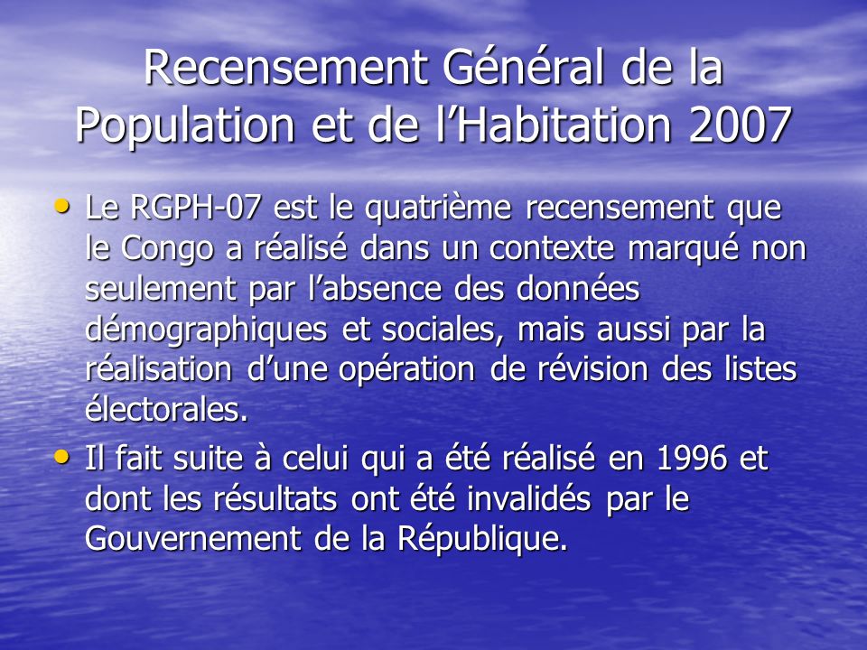 Recensement Général de la Population et de l’Habitation 2007