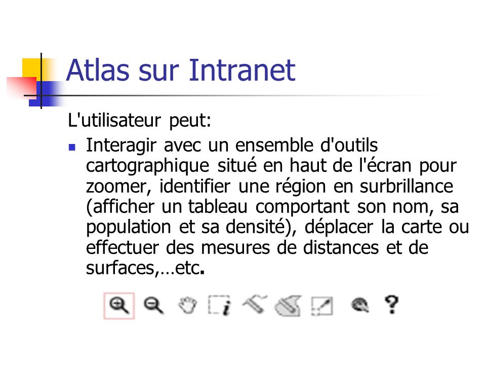 Atlas sur Intranet L utilisateur peut: