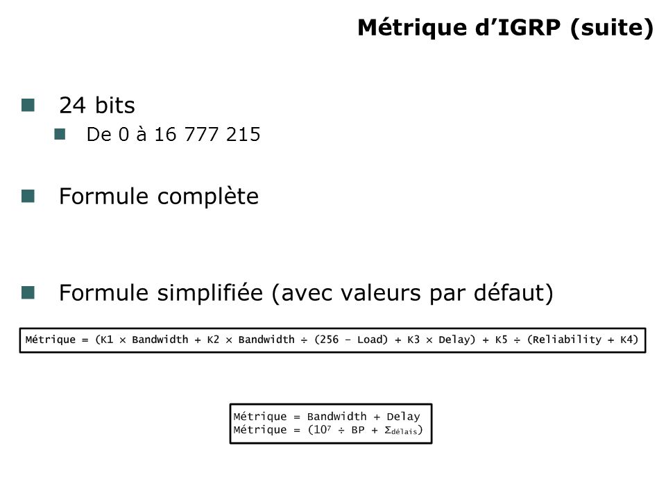 Métrique d’IGRP (suite)‏