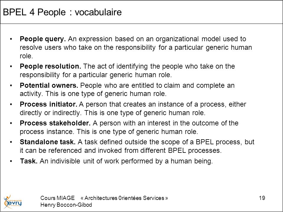 BPEL 4 People : vocabulaire