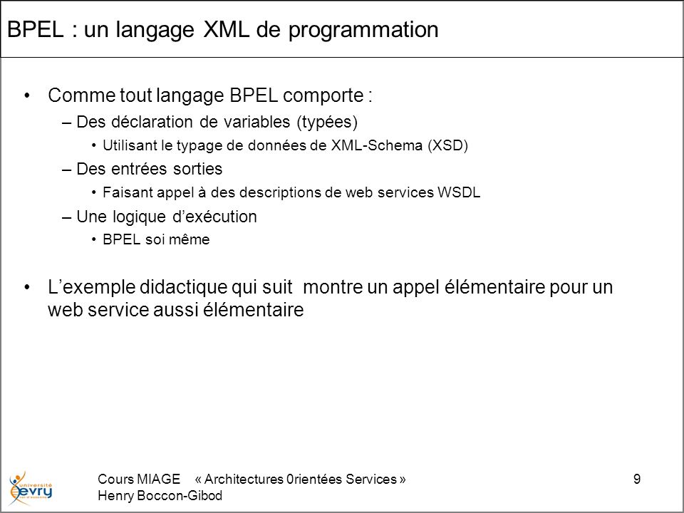BPEL : un langage XML de programmation